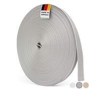 BAUHELD® Correa de persiana 50 m, 14 mm y 23 [fabricado en Alemania] - Adecuado para persianas puertas ventanas [Alta resistencia al desgarro estabilidad UV] Rollo cinta gris, blanco, beige