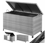 Baúl almacenaje exterior poliratán gris 117x53x60cm ruedas