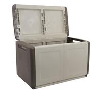 Baúl arcón para exterior, en polipropileno de 230L - 96x57x53cm -color marfil y marrón doble compartimento