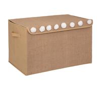 Caja de yute no tejido y borlas marrones