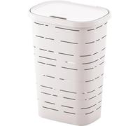 Baúl para Ropa de plástico 55L - Color Blanco - Fabricado en Francia - Cesta para Ropa Resistente con Tapa - 44 x 32,5 x 60,5 cm - Ideal para Cuarto de baño, lavandería, Dormitorio - M Home by Mazzei