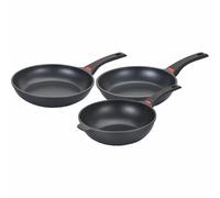 Baumalu Batería de cocina de aluminio fundido antiadherente, 3 piezas, negro
