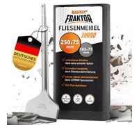 BAURIX® Cincel SDS Plus Azulejos 250x75 mm - pala plana acodada | Elimina azulejos, baldosas y mortero sin esfuerzo. Acero resistente, punta acodada para martillo perforador.