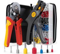 BAURIX® Crimpadora Punteras + 1800 piezas y Pelacables AKURA