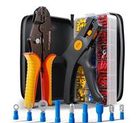 BAURIX® Crimpadora Terminales de Cable + 700 piezas y Pelacables | Modelo HEKTOR + AKURA. Set de crimpado 0,5-6 mm² con pelacables automático para electricistas y DIY.