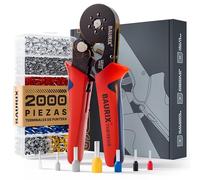 BAURIX® Crimpadora Terminales Eléctricos hexagonal - Kit de 2000 punteras electricas - [0,25-6mm²] - Crimpadora Terminales autoajustables - Alicates Terminales Electricos
