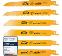 BAURIX® Sierra sable de calar - SHARK® [6 piezas] - 150 mm - 5/8 a 24 TPI - Hojas sierra sable para cortes rápidos y limpios - Sierra de Sable para clavos, metal, plástico y madera - Hoja Sierra metal