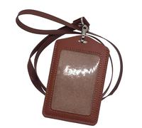 BAWAKO Funda de piel auténtica, soporte para tarjetas de identificación, de piel resistente, con correa de piel sintética (marrón claro, V)