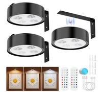 Bawoo Aplique Luz para Cuadros sin Cable, 13 RGB Luces LED Magnéticas Inalámbricas Recargables, 3PCS, 451LM, Doble Control Remoto/Modo Pulsador, Lámpara de Pared para Cuadros y Pinturas (Negro)