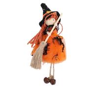Baxnore Adorno de muñeca de Bruja Colgante, Figura de Bruja pequeña con Falda de Gasa, decoración Colgante de Escoba para decoración de Puertas y Ventanas, Tela de Seda, Tilo (Naranja)