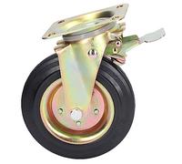 Baxnore Rueda giratoria universal de alta resistencia de 8 pulgadas con cubo de aleación con rodamiento de rodillos y rueda de goma de freno para carro, banco de trabajo, estantes