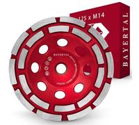 BAYERTAL® Copa de desbaste diamantada 125 mm x M14 - Diamantes industriales robustos de doble hilera - Disco diamantado - Compatible con amoladoras angulares & Flex - Copa Ø 125 mm