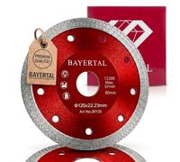 BAYERTAL® Disco de corte diamantado 125mm - Corte perfecto de azulejos duros, cerámica, gres porcelánico, granito, mármol - Disco diamantado 125 mm x 22,23 mm - Disco Premium para profesionales
