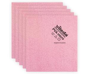 Bayeta Vileda PVA MICRO - COLOR ROJO / ROSA - PACK 5 Unid. Bayeta Uso Profesional - Bayeta de Microfibra - Resultados de Limpieza Increibles - 38 x 35 cms