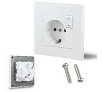 BAYON Enchufe con Interruptor de Pared | Schuko 16A 250V Empotrable | Protección Infantil y Toma de Tierra | Control Total de Energía, Ahorro y Seguridad | Mecanismo Eléctrico Blanco
