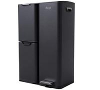Bayt Cubo de Basura Reciclaje 3 Compartimentos Cocina, Pedal 60L, Negro | Papelera de acero inoxidable para oficina y hogar: 30 L, 17 L y 13 L para orgánico, plástico y papel, con tapa antiolor