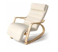 Bayt Sillón Relax Mecedora, Mecedora de Lactancia y Sillón de Lectura, Butaca de Salón Cómoda con Reposapiés, Patas de Madera, Estilo Escandinavo Moderno, Blanco