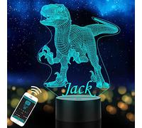 BayTec Regalos para Niños y Hijos, Lámpara de Mesa de Dinosaurio, Luz de Noche Personalizada Acrílico LED para Dormitorio, Regalo para Cumpleaños, Halloween, Navidad y Año Nuevo