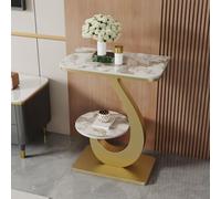 BAYTEWJX Narrow Console Table for Entryway,Modern Console Table for Hallway | Two-Tier Storage,with Marble Top,High Load-Bearing Capacity,for Hallway Foyer Living Room Home(Gold brown,50x40x75cm)