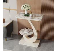 BAYTEWJX Narrow Console Table for Entryway,Modern Console Table for Hallway | Two-Tier Storage,with Marble Top,High Load-Bearing Capacity,for Hallway Foyer Living Room Home(White brown,50x30x75cm)