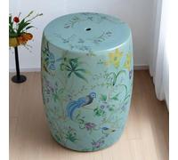 BAYTEWJX Taburete de Jardín Decorativo con Forma de Tambor,Mesa Auxiliar de Cerámica para Exteriores,para Salas de Estar Recibidores Patios y Jardines.(Blue-Green)