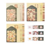 BAYTORY Juego de Papelería Con Patrones de Animales - 18 Hojas de Papel + 9 Sobres - Kit de Escritura de Cartas (Perro, Conejo, Gato)