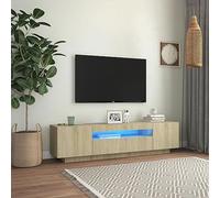 BAZZI Mueble de TV LED de 160 cm, Armario de TV, Mueble para Salón, Roble Sonoma, 160 x 35 x 40 cm