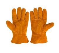 Bbajszx Guantes de soldadura de piel de vaca, protecciones antideslizantes resistentes calor para manejo de molienda y trabajos de construcción, guantes de soldadura