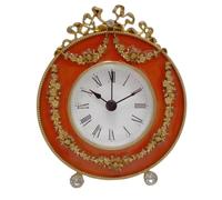 Bbajszx Reloj Estilo repisa de de Metal Adornado, decoración Vintage de Oro Rojo para mesita de Noche, Sala de Estar, Estudio, Elegante Pieza de exhibición Tradicional, Reloj de, decoración de
