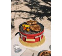BBQ KAMADO HIBACHI - Barbacoa Redonda Con Grill Y Plancha Rojo