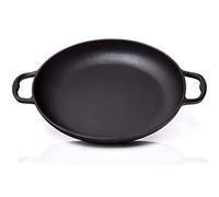 BBQ-Nerd© - Sartén para paella de hierro fundido (?36 cm,6 personas), sartén antiadherente con base plana para paella tradicional española, sartén de hierro fundido para barbacoa y estufa de inducción