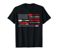 BBQ Smoker Barbecue Chef Grilling Tools USA Flag Pit Master Camiseta