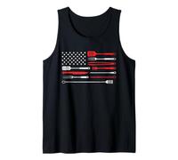 BBQ Smoker Barbecue Chef Grilling Tools USA Flag Pit Master Camiseta sin Mangas