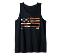 BBQ Smoker Barbecue Chef Grilling Tools USA Flag Pit Master Camiseta sin Mangas