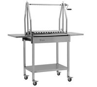 BBQ-Toro Barbacoa de carbón argentina con estantes laterales, acero inoxidable, 119 x 45 x 135 cm
