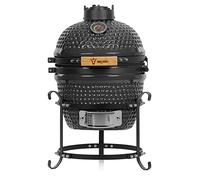 BBQ-Toro Barbacoa de Carbón Kamado "Haiiro" | Ø 32 cm | Barbacoa con Termómetro y Asas de Madera | Color Gris | Parrilla de Cerámica Kamado, Mini Parrilla de Carbón