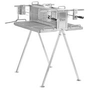 Barbacoa BBQ-Toro de acero inoxidable con doble pincho y motor, parrilla vertical con dos pinchos, ideal para asar pollo