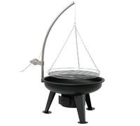 BBQ-Toro Barbacoa Redonda de Carbón Colgante | Ø 64 cm | con Trípode Manivela y Rejilla de Ø 54 cm | Parrilla Giratoria con Patas y Cajón de Cenizas