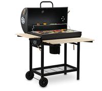 BBQ-Toro Carro de Barbacoa de Carbón Premium | Ø 42 x 80 cm | Ahumador Móvil | Parrilla de Barbacoa con Tapa | Con Mesas Laterales de Madera