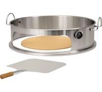 BBQ-Toro: Element para pizza de acero inoxidable, diámetro 57 cm, para barbacoa tipo bola, incluye pala, piedra para pizza y termómetro