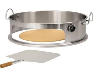 BBQ-Toro: Element para pizza de acero inoxidable, diámetro 57 cm, para barbacoa tipo bola, incluye pala, piedra para pizza y termómetro