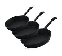 BBQ-TORO Juego de Sartenes de Hierro Fundido con Revestimiento PRO3+ | Serie Ultimate | 3 Piezas: Ø 16 cm, Ø 20 cm, Ø 24 cm | Curado con el proceso PRO3+ | Con Boquillas Laterales | Termorresistentes
