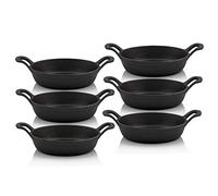 Juego de 6 sartenes de hierro fundido para servir, marca BBQ-Toro, de 20 cm de diámetro, redondas, ideales para cocinar y servir