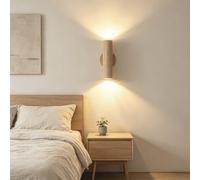 BBWO Apliques LED Modernos De Madera Apliques Retro Para Pasillos Apliques De Dos Focos Estilo Wabi-sabi Japonés Ideales Para Dormitorios Comedores Salones Escaleras (Luz Cálida)(2-light)