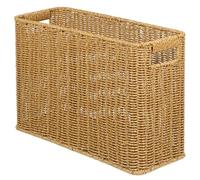 BCOATH Cesta de Almacenamiento Tejida Asas Huecas, Estilo Rústico | Plástico y Ratán Natural, Acabado Café Bicolor, para Escritorio, Revistas, Correo y Decoración