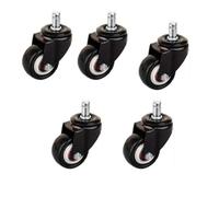 BDMRY Ruedas con ruedecillas 5X, rueda para muebles de carrito de alta resistencia con freno, varilla roscada giratoria M11 de 1,5 pulgadas, rueda giratoria silenciosa, capacidad 250 kg 1.5in