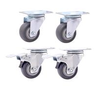 BDMRY Ruedas de muebles, ruedas giratorias con bloqueo para servicio pesado con freno, ruedas con placa fija de goma de 1,5 pulgadas y 2 pulgadas, ruedas universales silenciosas 2in