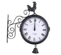 Bdneygtyr Reloj de pared de estación de tren de doble cara, retro, reloj de pared sin ruido de tictac con diseño de grifo, reloj de pared negro vintage metal y vidrio, reloj de pared retro para salón