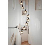 BDS lighting Retro múltiples bolas de vidrio escalera araña espiral moderno luces colgantes para Villa araña dúplex escalera larga araña E27 LED, de gran tamaño (Tamaño : 8 balls)