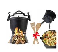 BDW Hervidor de hierro fundido, olla de hierro fundido con tres patas, olla de caza húngara, 8 litros, con tapa y patas, caldero para brujas, olla de barbacoa Cauldron, olla a presión